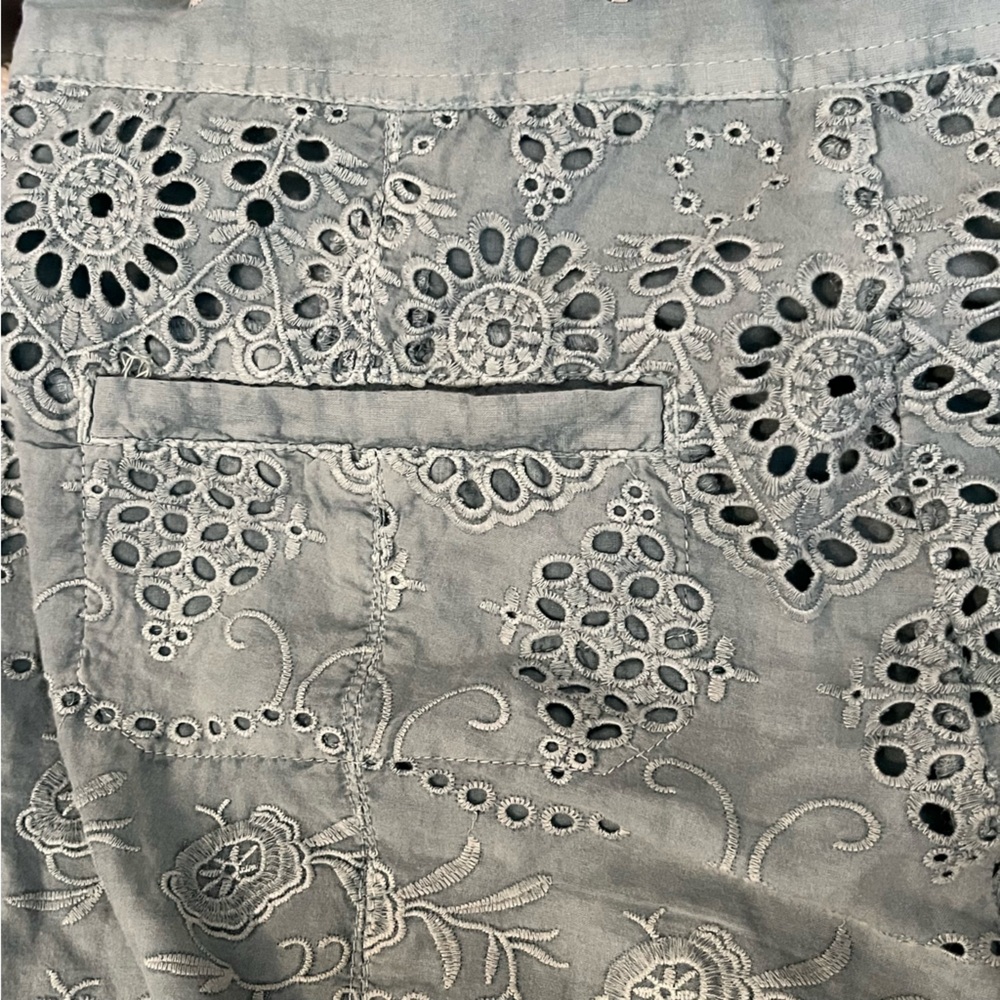 Sundance Womens Everyday Eyelet Pants Seafoam Tie Waist Cinch Hem BOHO — Size 6 - Picture 13 of 15